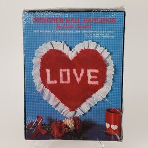 Nicole Creations Heart With Lace Latch Hook Kit No 1701 Vintage Love WallHanging